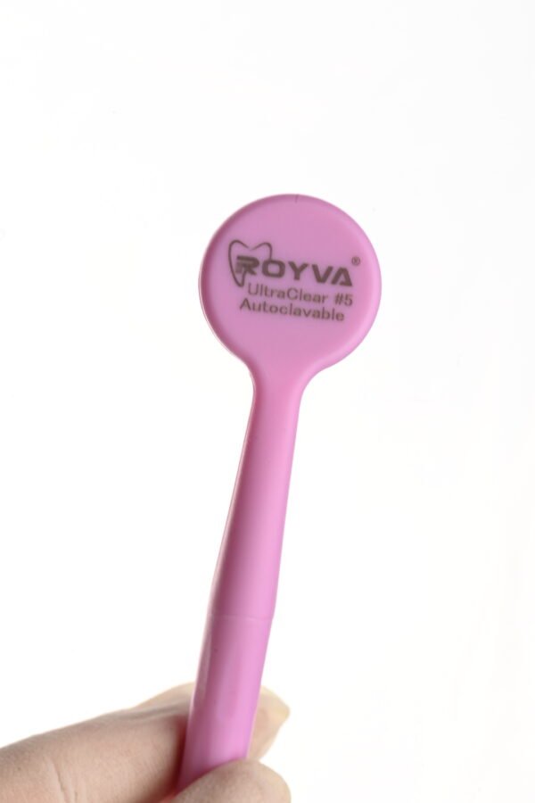 5 pieces of high-definition dental mirrors, pink color, size 5
